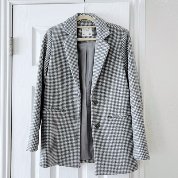 Abercrombie & Fitch Women's Gray Houndstooth Blazer - Picture 4 of 8